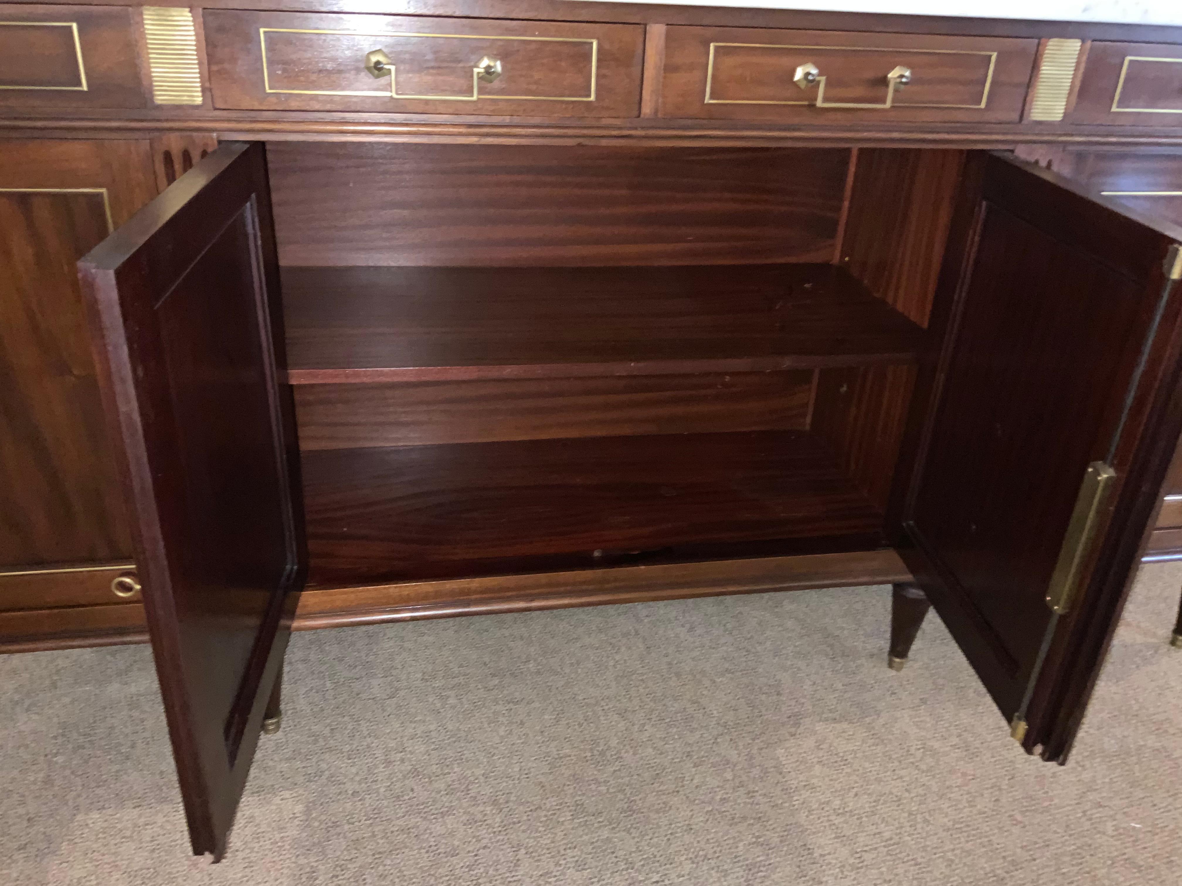French Louis XVI-Style Buffet / Cabinet with White Marble Top 6