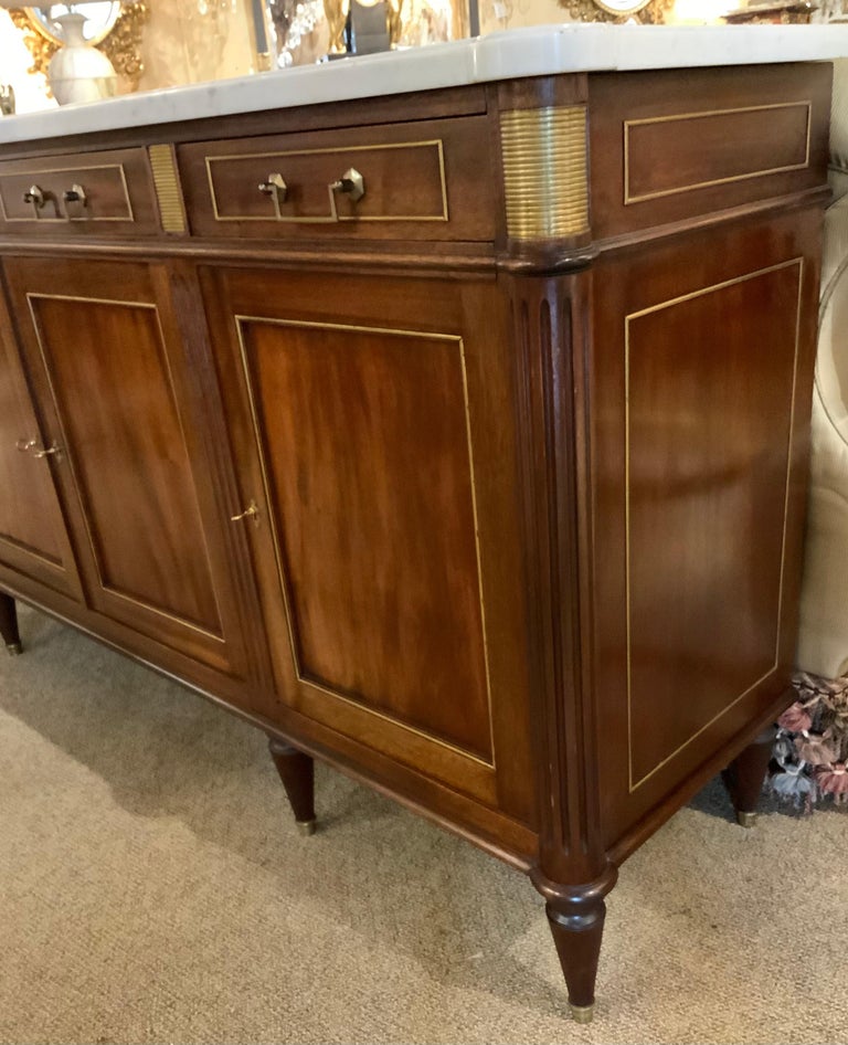 French Louis XVIStyle Buffet / with White Marble Top For Sale
