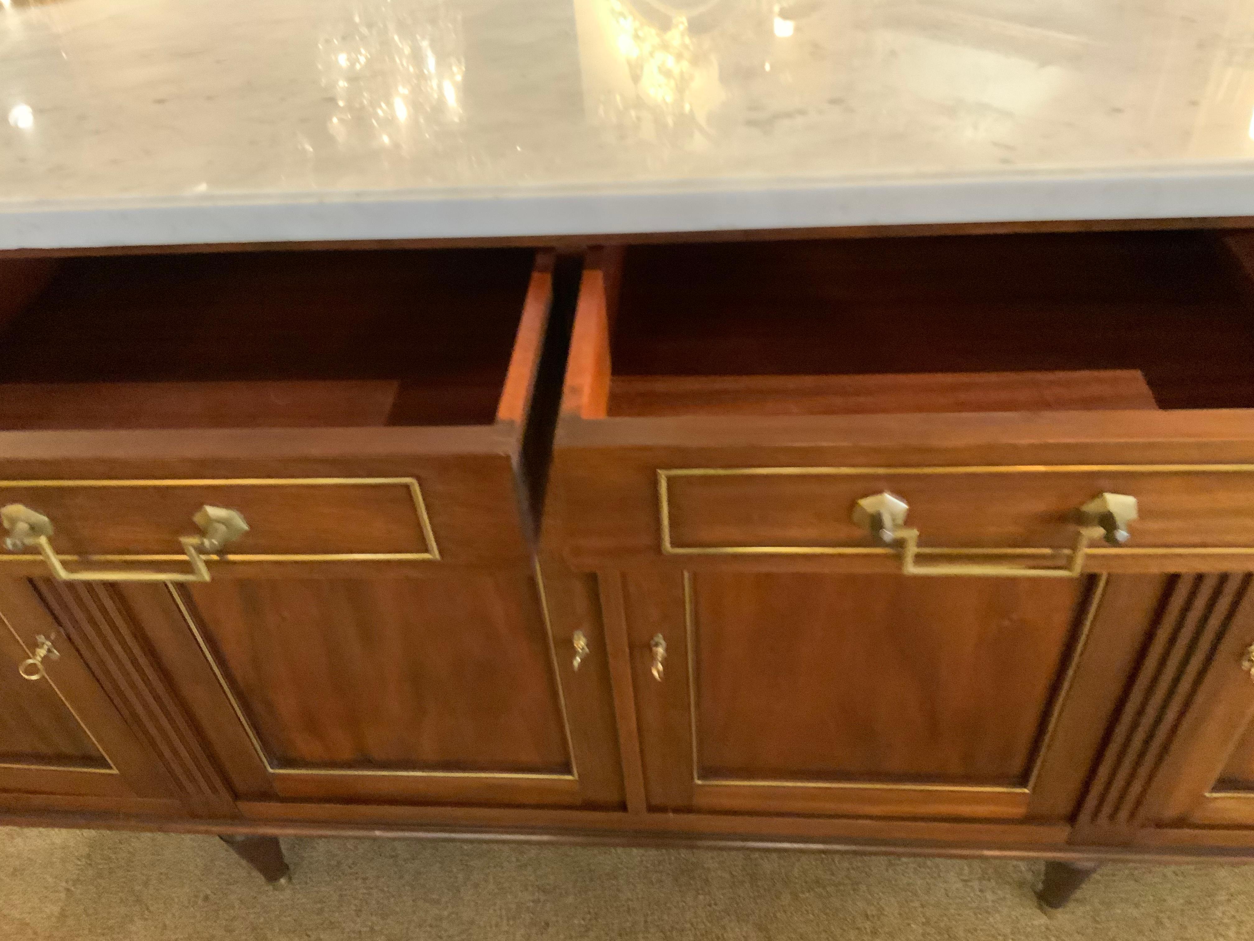 French Louis XVI-Style Buffet / Cabinet with White Marble Top 1