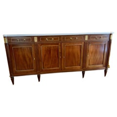 French Louis XVI-Style Buffet / Cabinet with White Marble Top