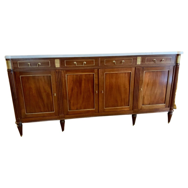 French Louis XVIStyle Buffet / with White Marble Top For Sale