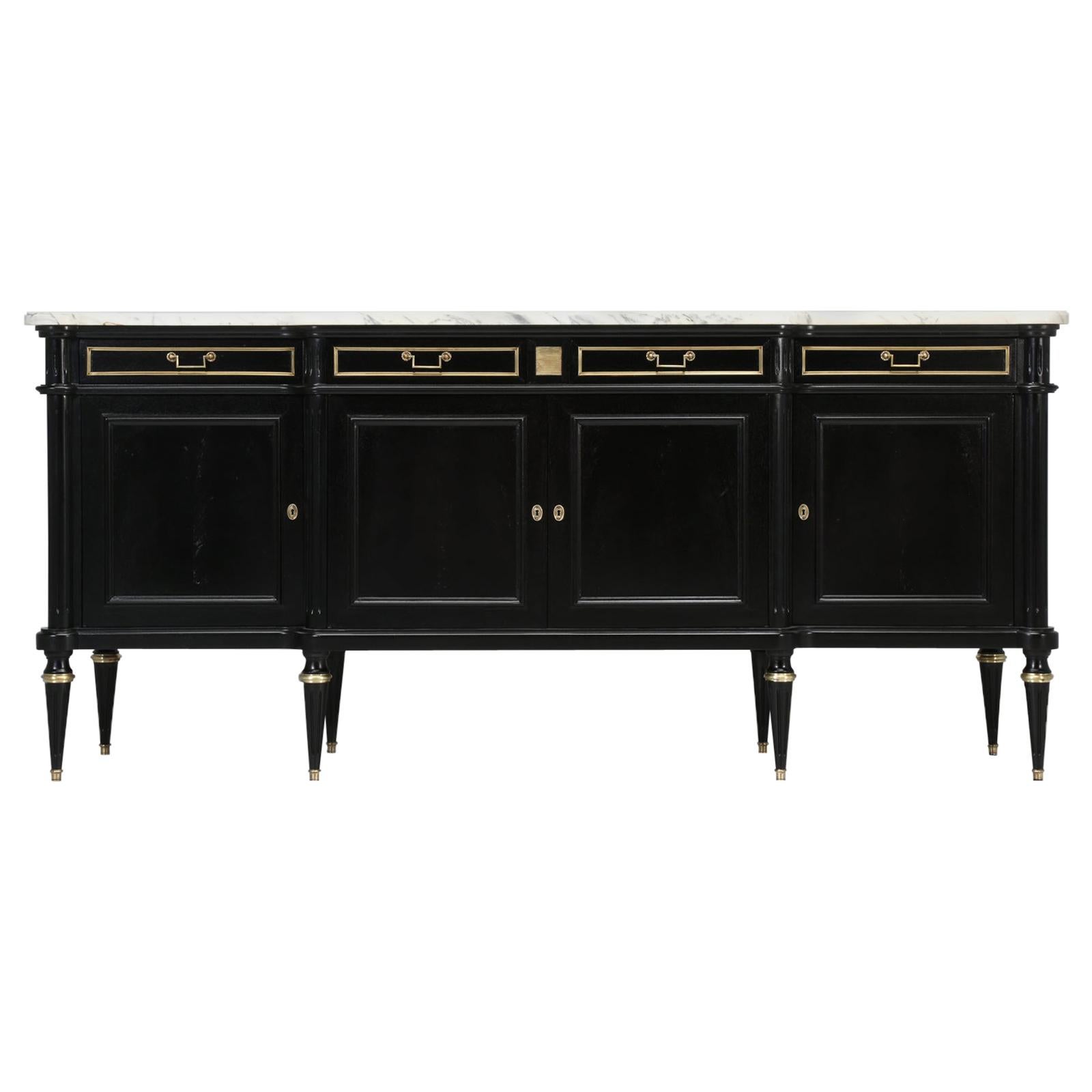 French Louis XVI Style Buffet in a Hand-Applied Old Fashion Ebonized Finish