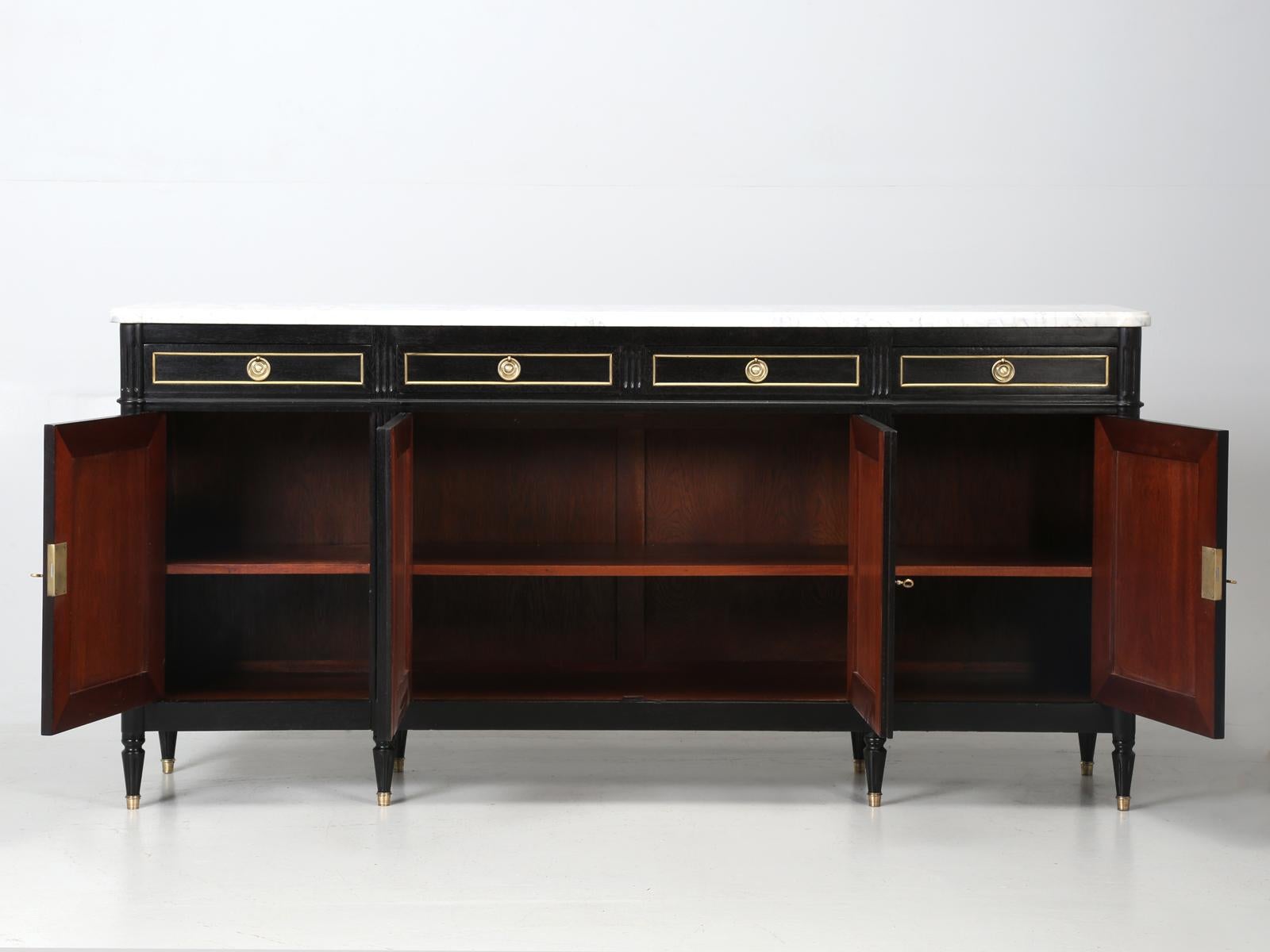 French Louis XVI Style Buffet in an Ebonized Finish with a White Marble Top 8