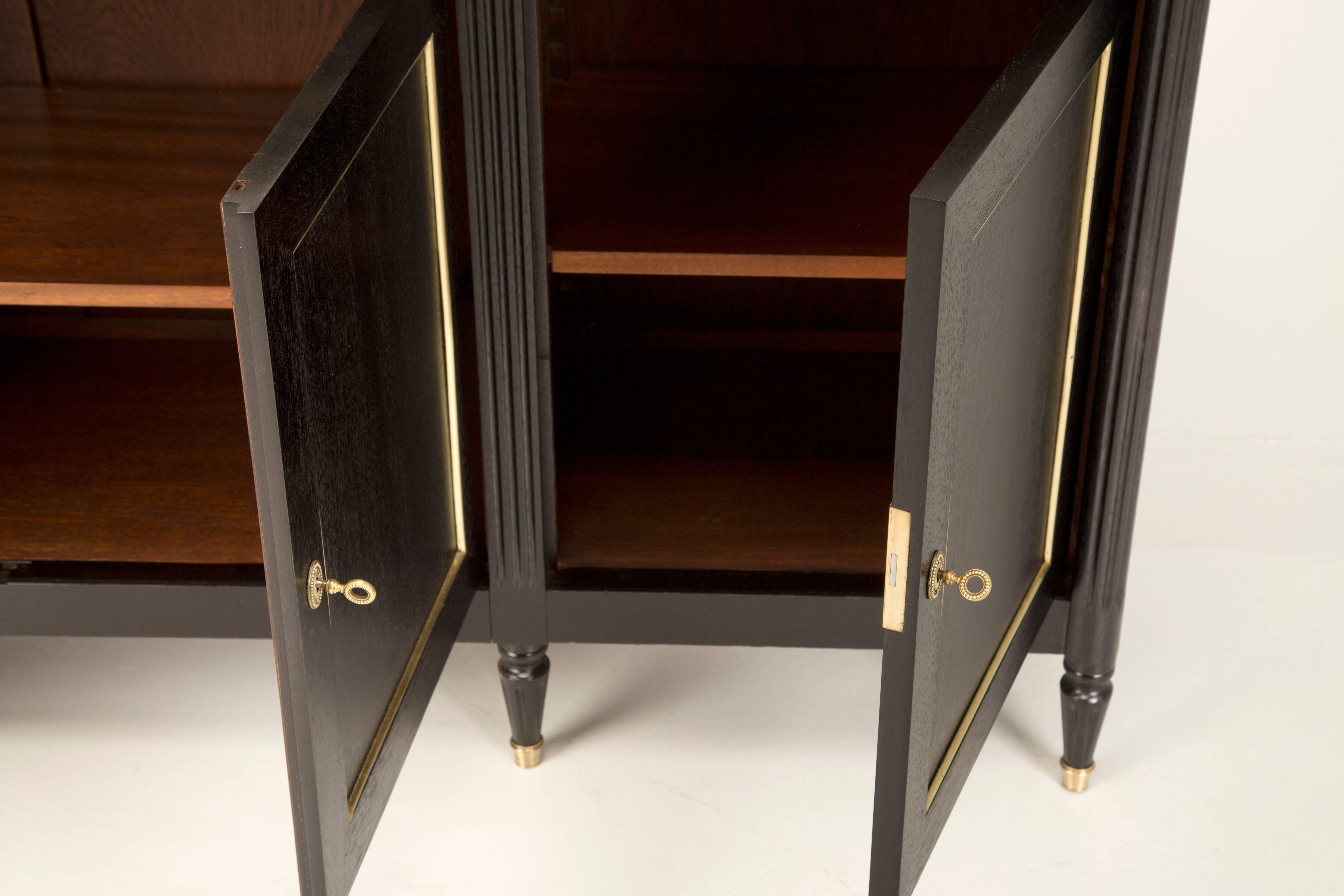French Louis XVI Style Buffet in an Ebonized Finish with a White Marble Top 1
