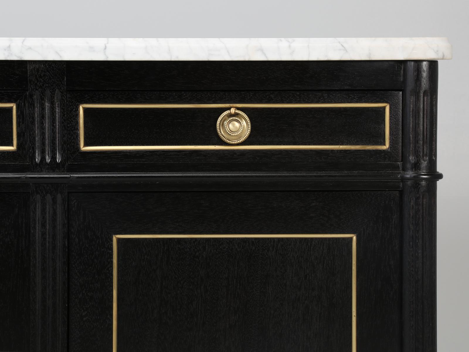French Louis XVI Style Buffet in an Ebonized Finish with a White Marble Top 3