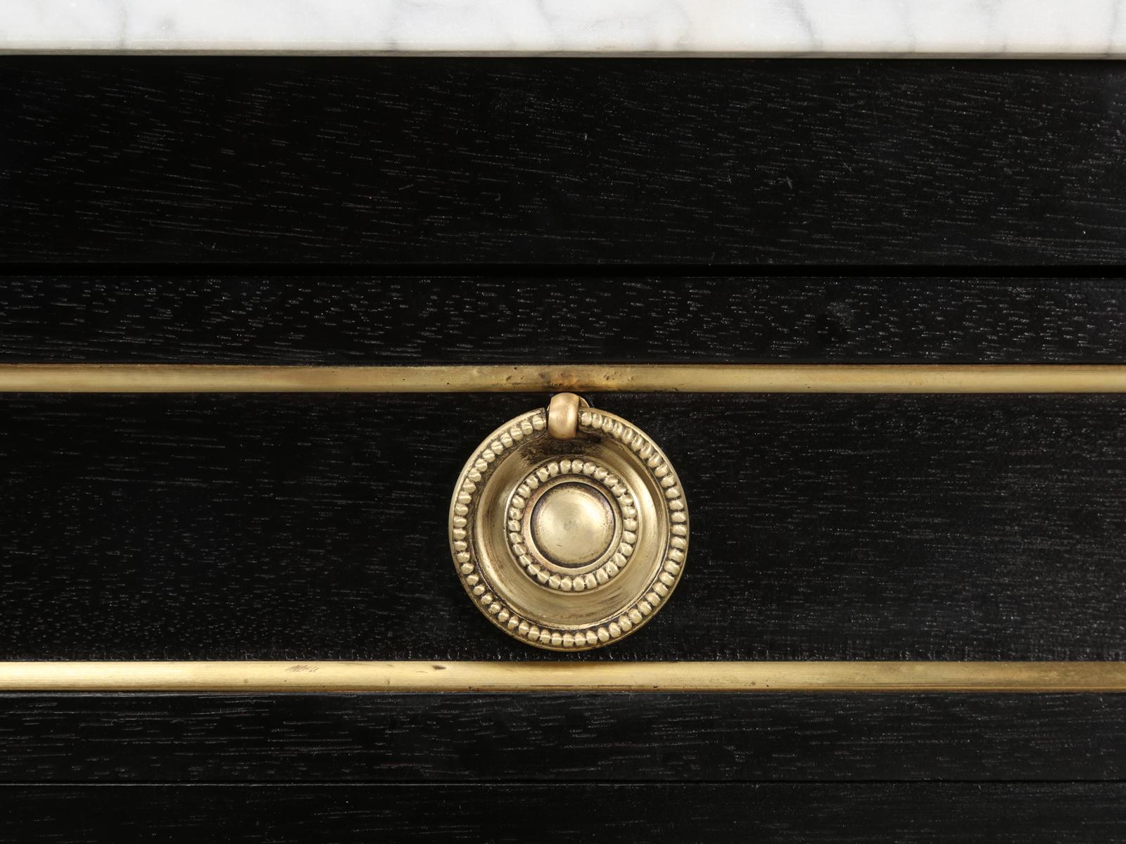 French Louis XVI Style Buffet in an Ebonized Finish with a White Marble Top 4