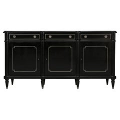 French Louis XVI Style Buffet in the Manner of Maison Jansen, Ebonized Mahogany