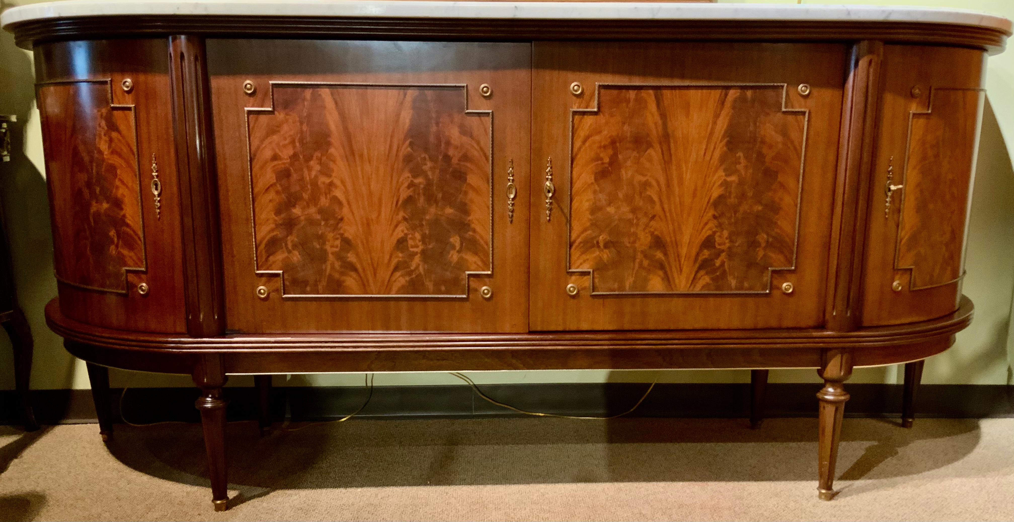 French Louis XVI, Style Buffet/Sideboard in Mahogany with White Marble Top 5