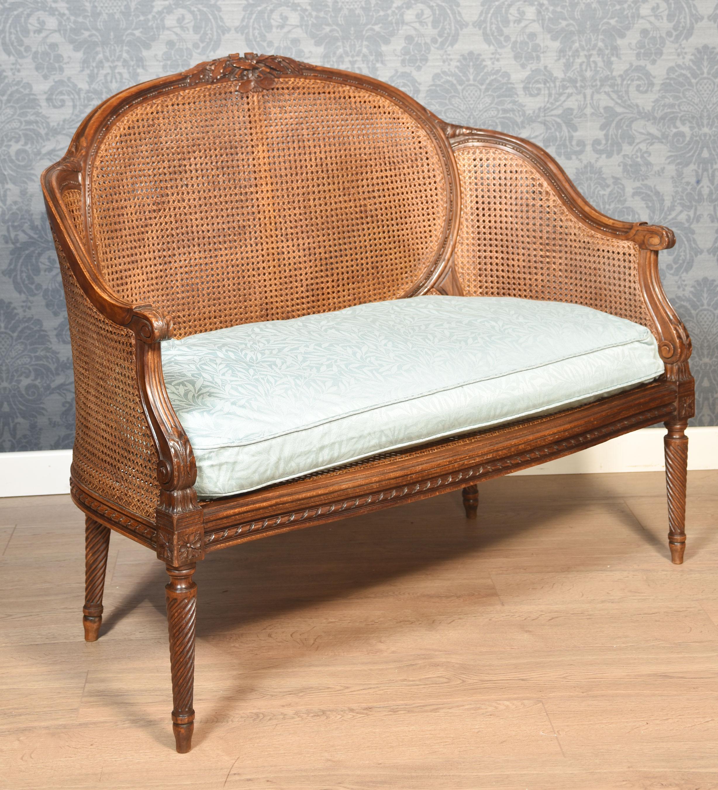 Walnut French Louis XVI style canape settee