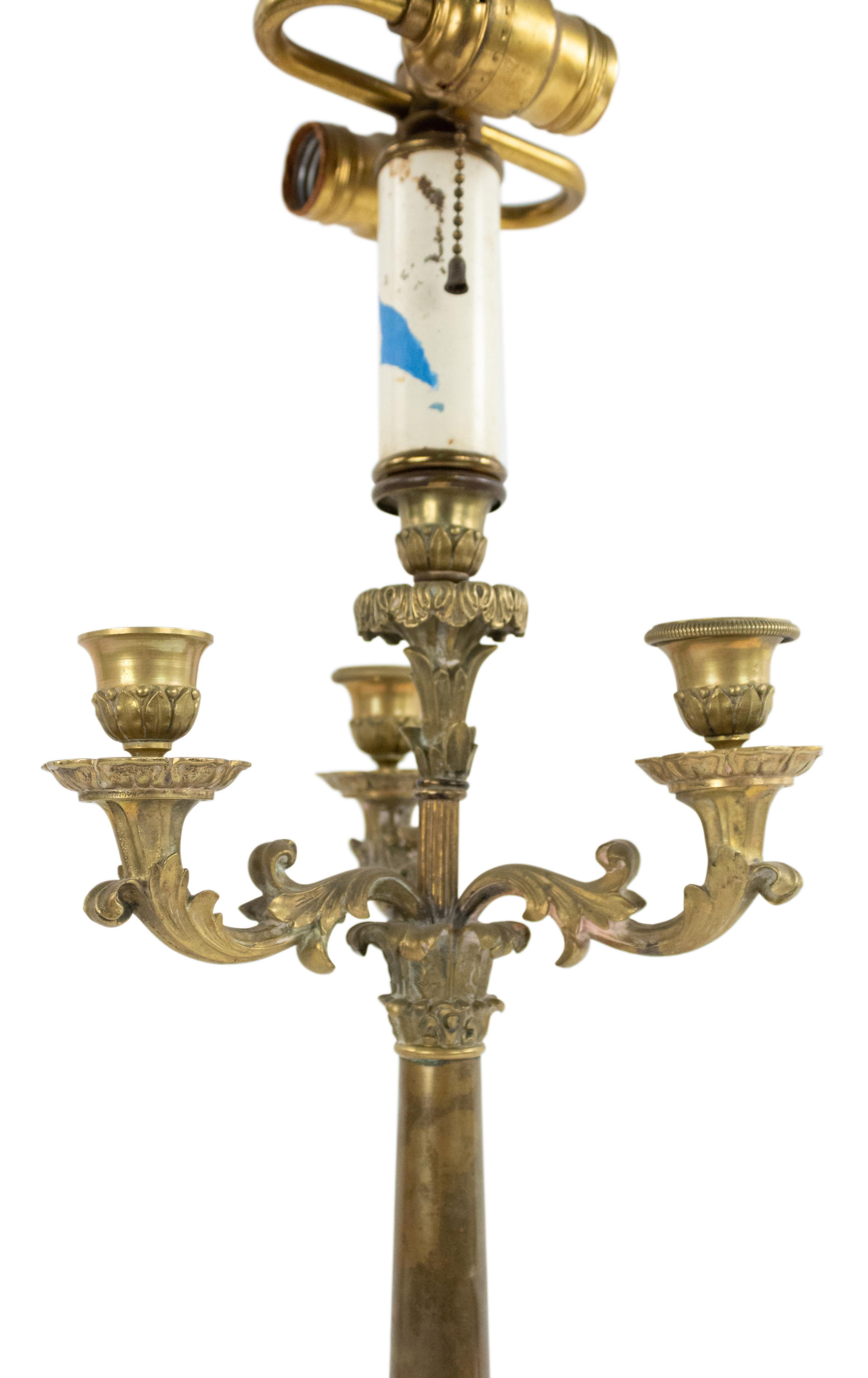 French Louis XVI Style Candelabra Table Lamps In Good Condition For Sale In New York, NY