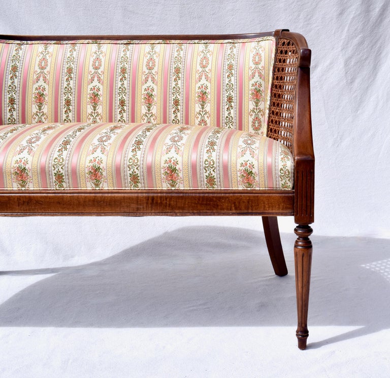 French Louis XVI Style Cane Curve Back Settee For Sale at 1stDibs