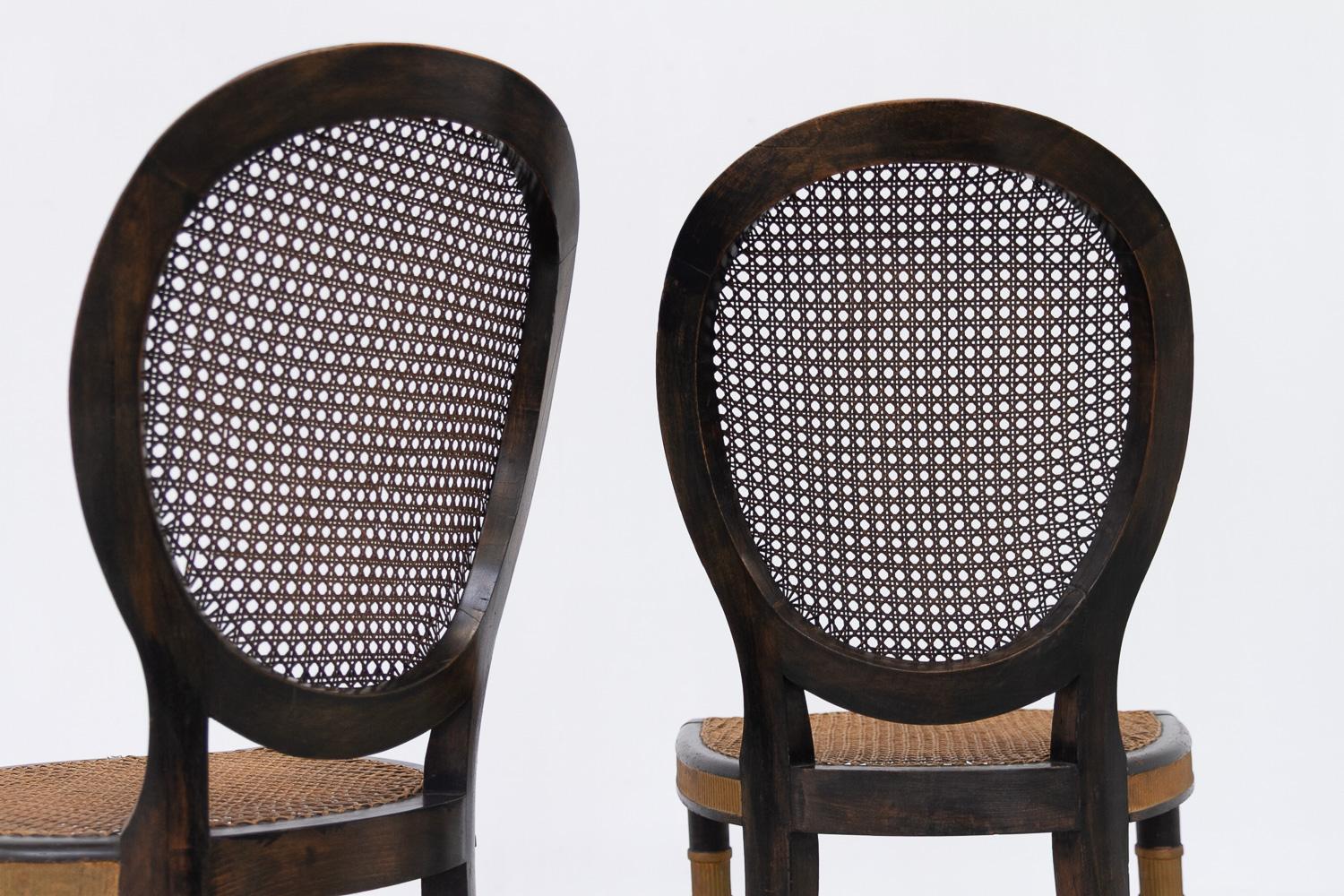 Chaises d'appoint françaises de style Louis XVI en rotin, années 1880. Ensemble de 2. en vente 6