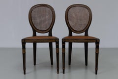 French Louis XVI Style Cane Side Chairs, 1880s. Set of 2.