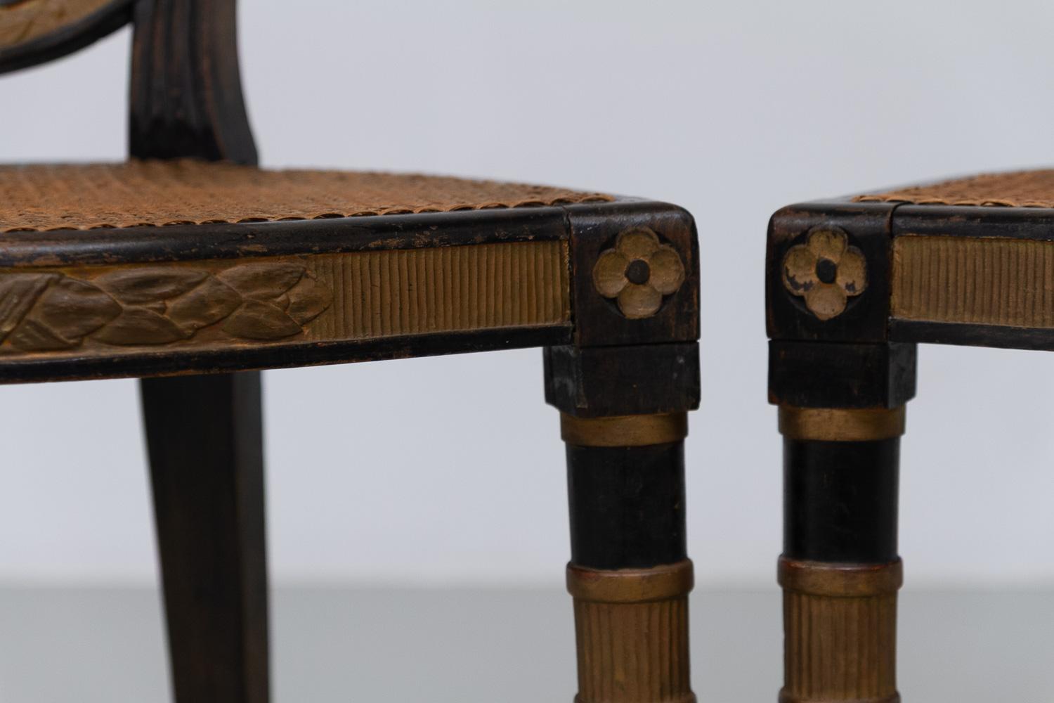 Chaises d'appoint françaises de style Louis XVI en rotin, années 1880. Ensemble de 2. en vente 3