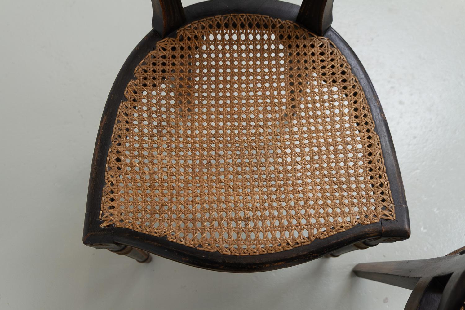 Chaises d'appoint françaises de style Louis XVI en rotin, années 1880. Ensemble de 2. en vente 3
