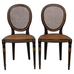 French Louis XVI Style Cane Side Chairs, 1880s. Set of 2.