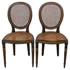French Louis XVI Style Cane Side Chairs, 1880s. Set of 2.