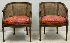 French Louis XVI Style Caned Fruitwood Chairs Att. to Lewis Mittman, Pair
