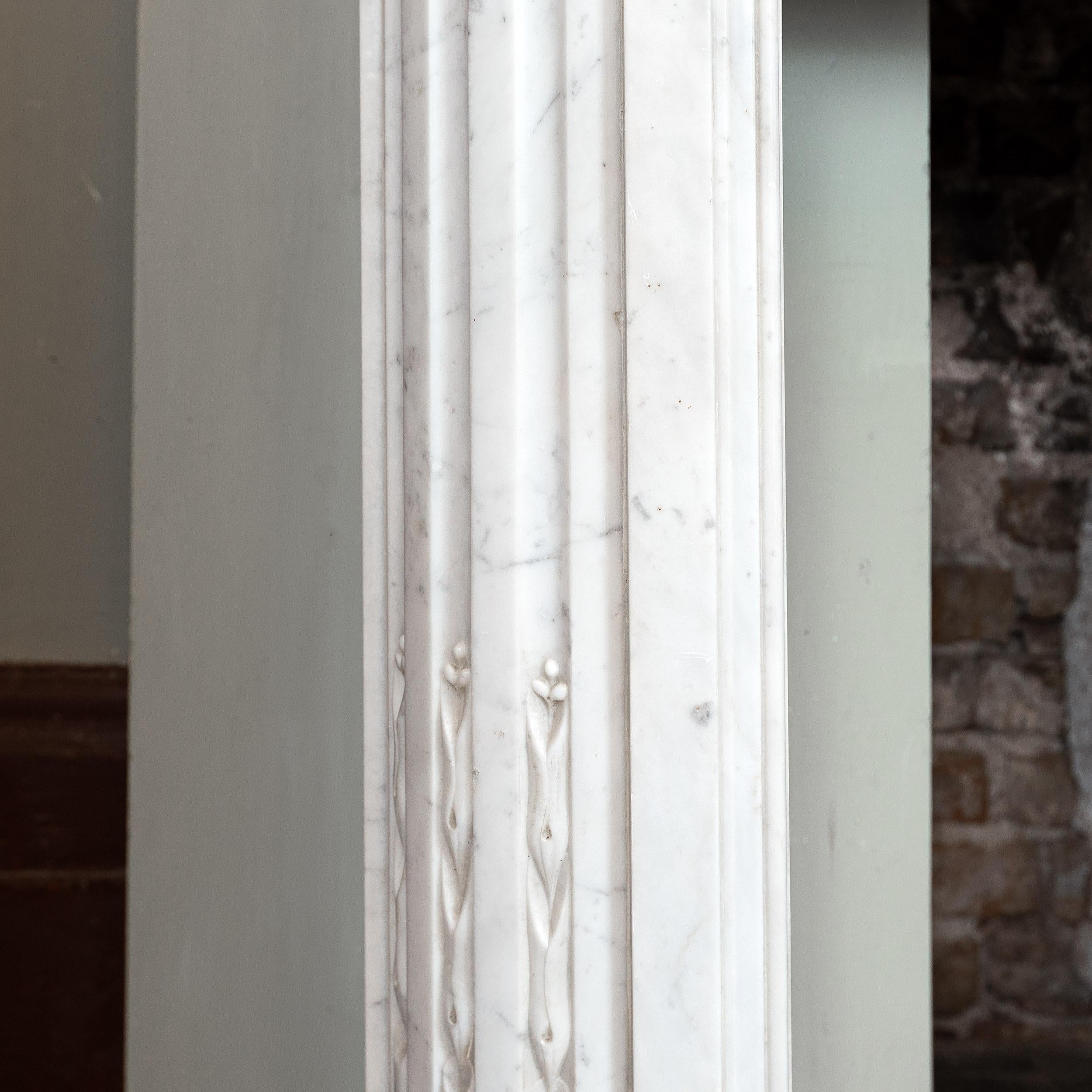 French Louis XVI style Carrara Marble Chimneypiece For Sale 6