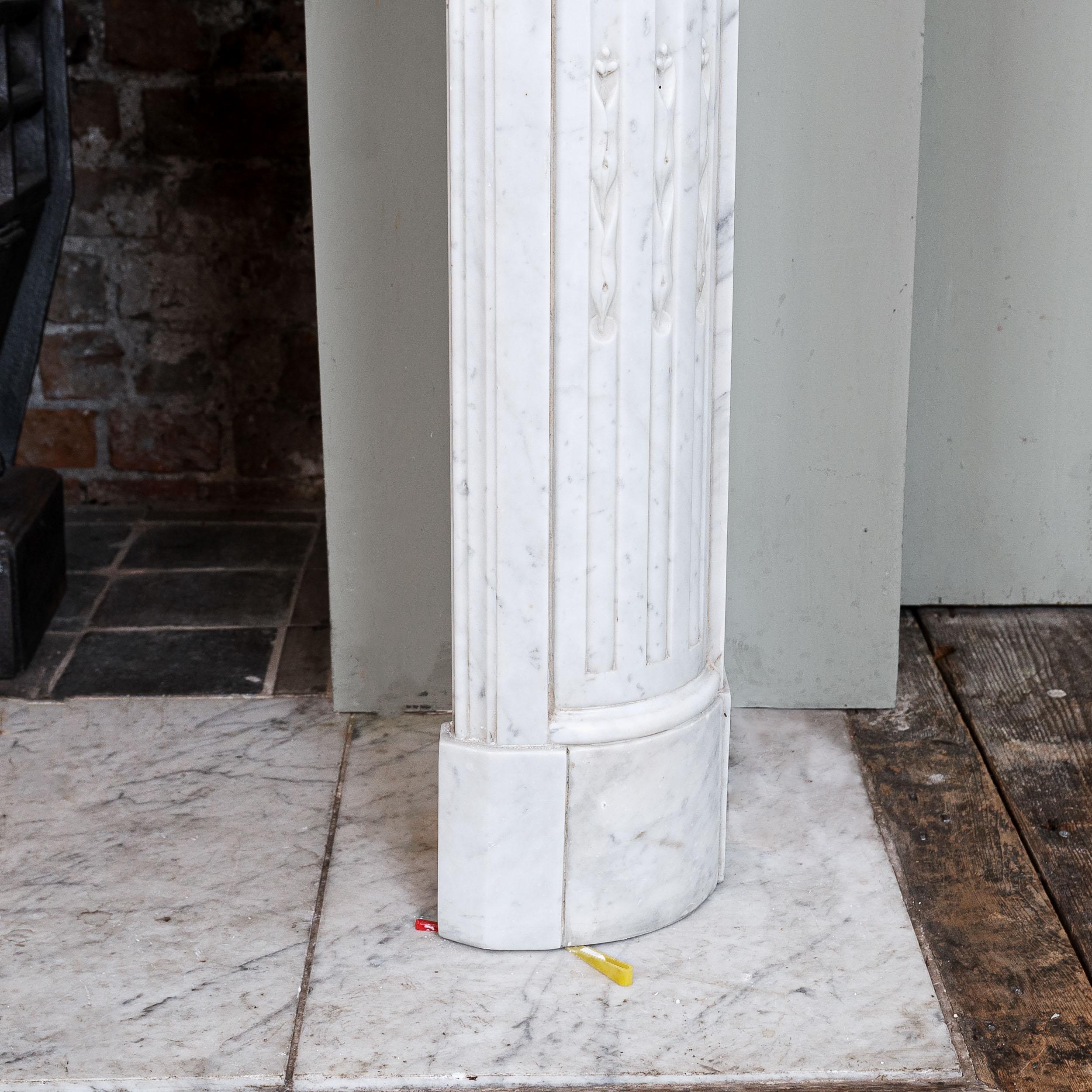 French Louis XVI style Carrara Marble Chimneypiece For Sale 8