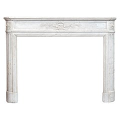 Antique French Louis XVI style Carrara Marble Chimneypiece