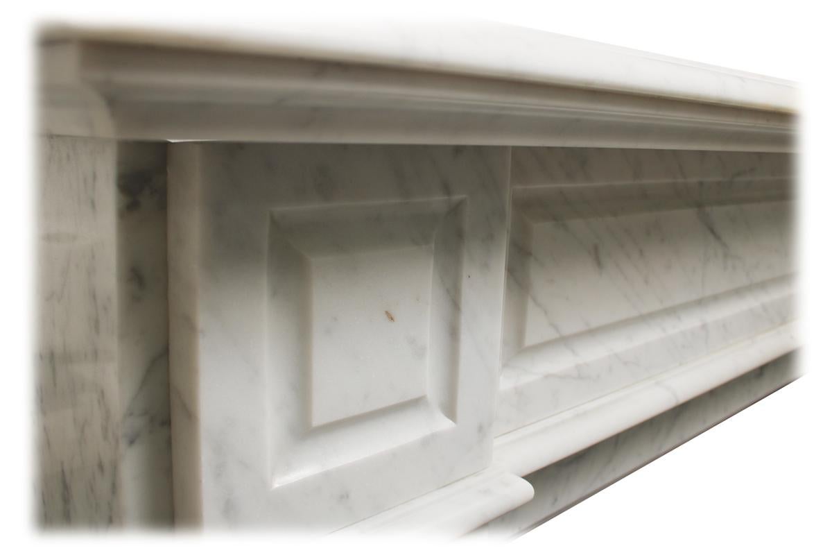 French Louis XVI style Carrara marble fireplace surround 1