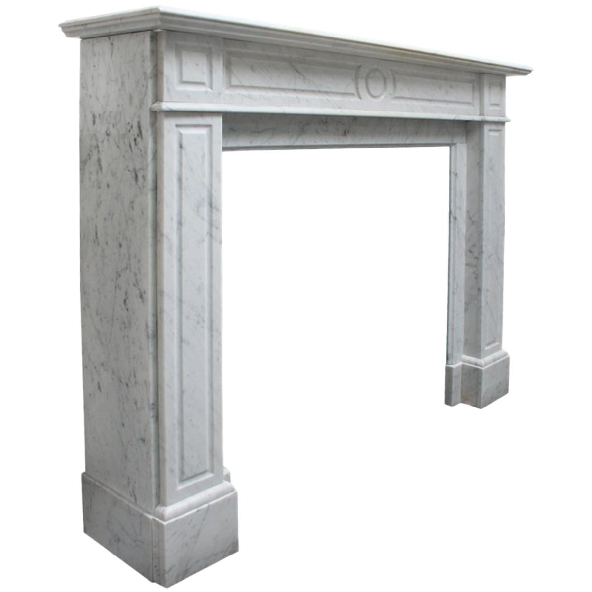French Louis XVI style Carrara marble fireplace surround