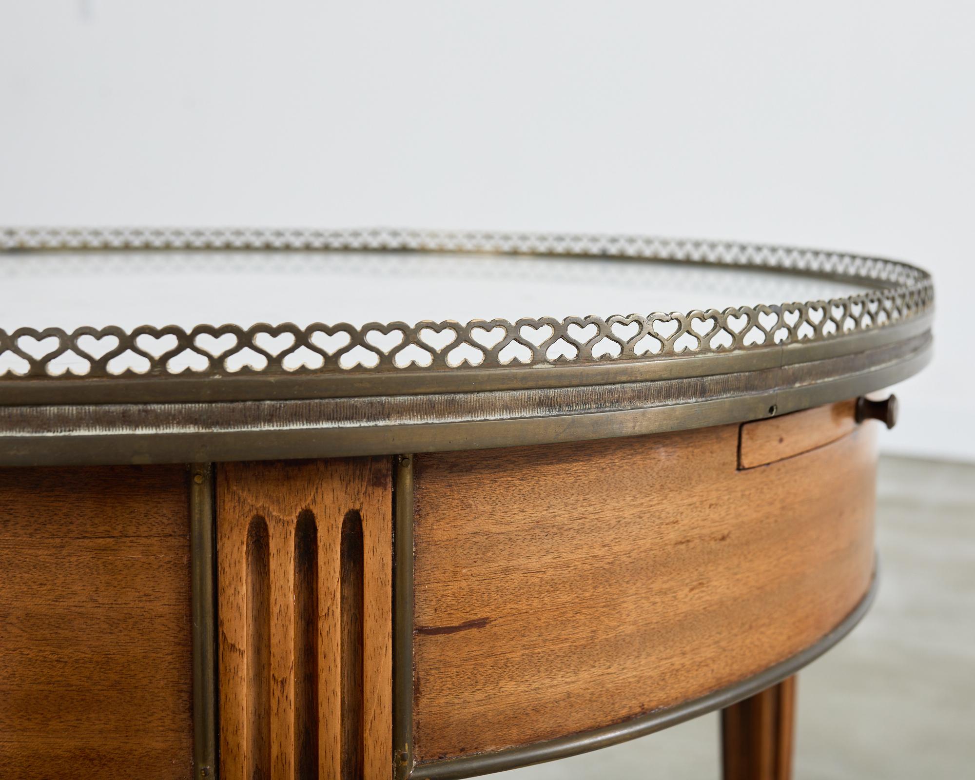 French Louis XVI Style Carrara Marble Mahogany Bouillotte Table 4