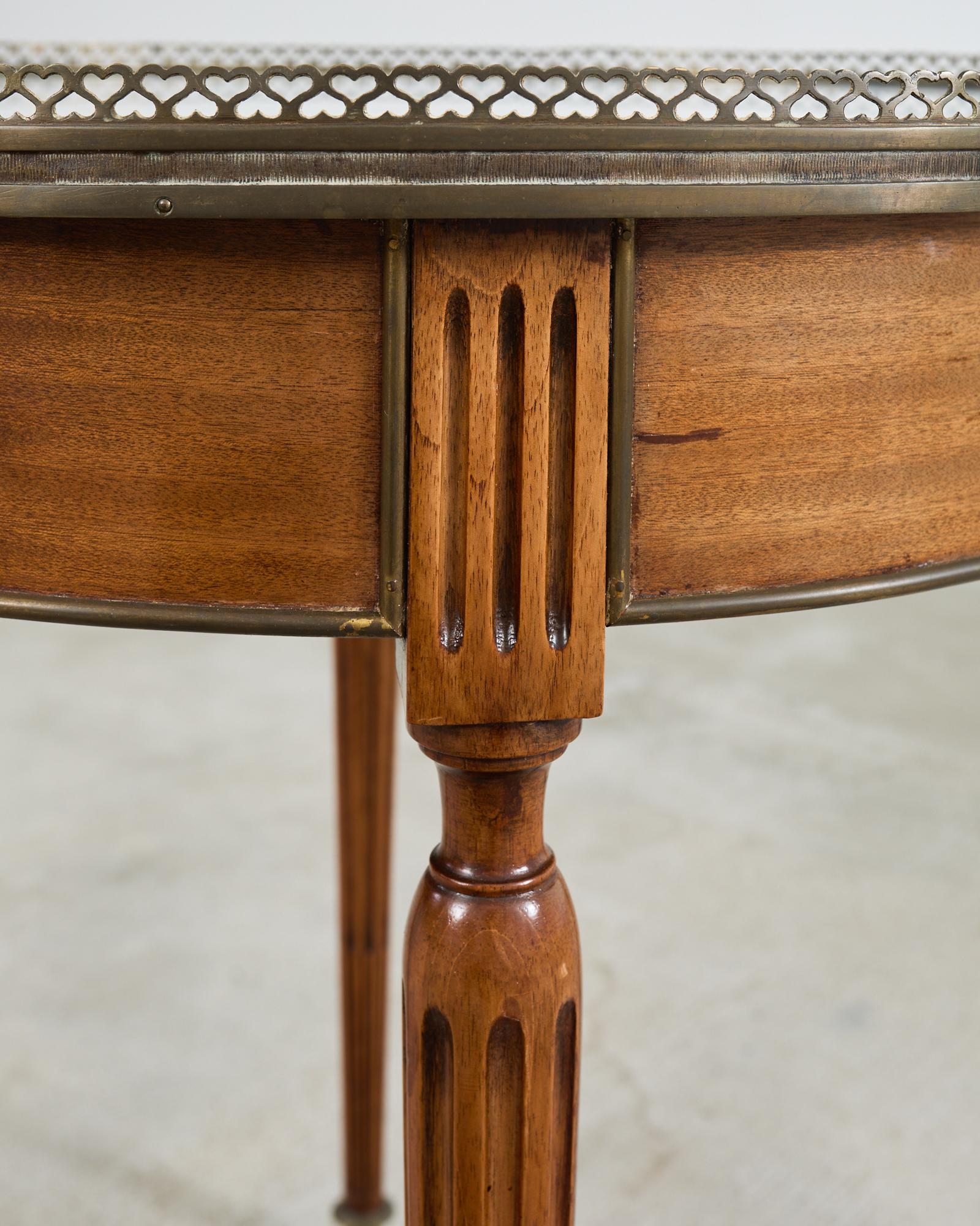 French Louis XVI Style Carrara Marble Mahogany Bouillotte Table 5