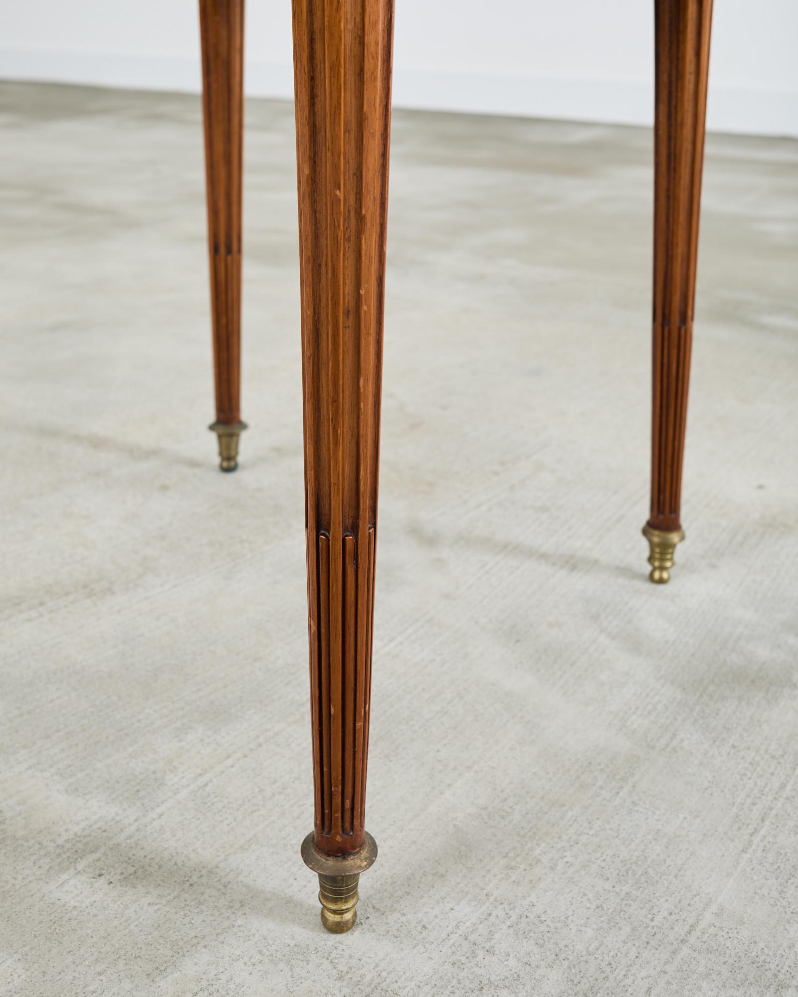 French Louis XVI Style Carrara Marble Mahogany Bouillotte Table 6