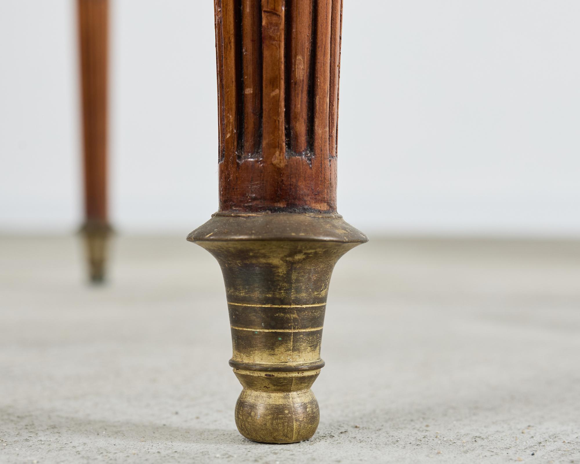 French Louis XVI Style Carrara Marble Mahogany Bouillotte Table 7