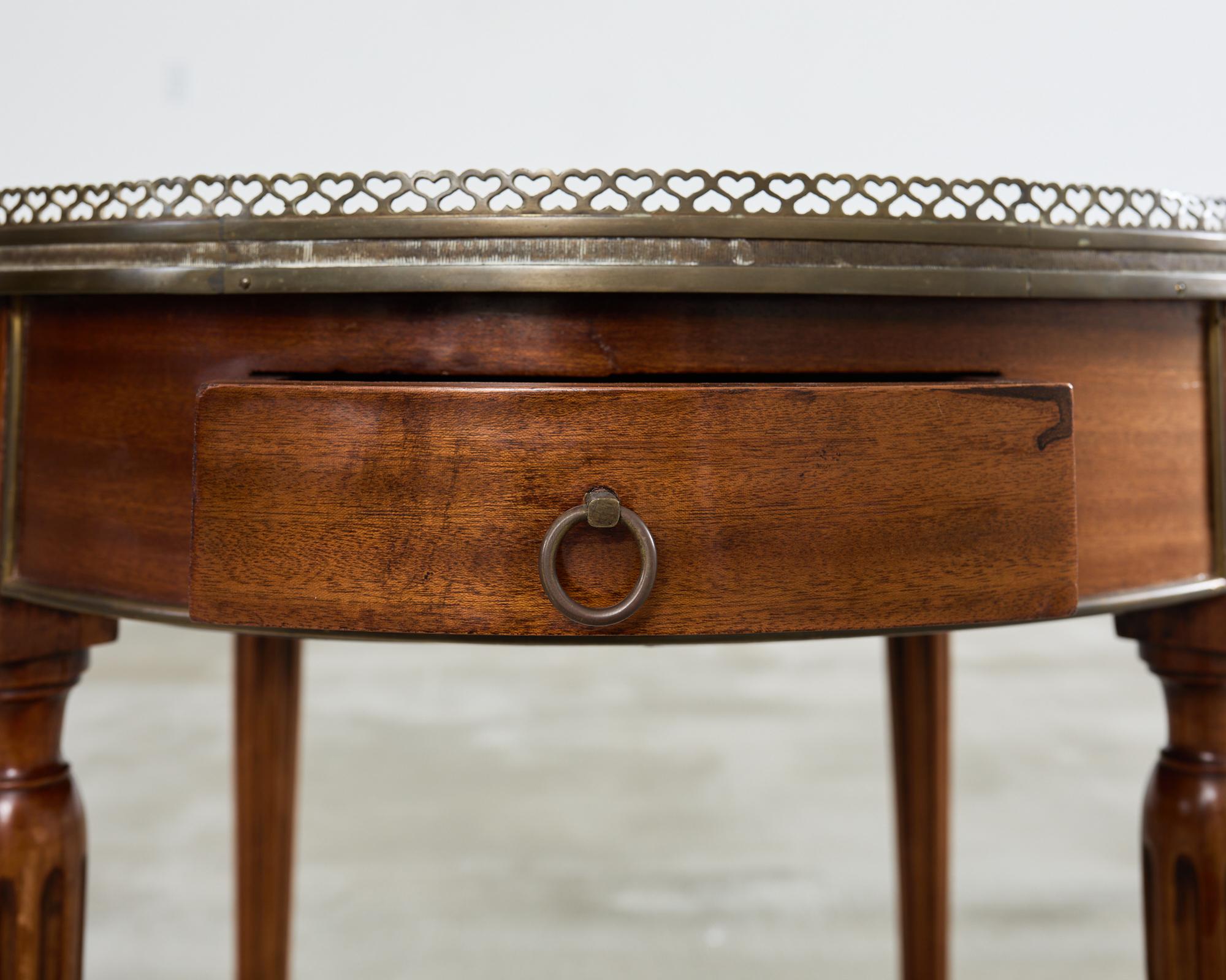 20th Century French Louis XVI Style Carrara Marble Mahogany Bouillotte Table