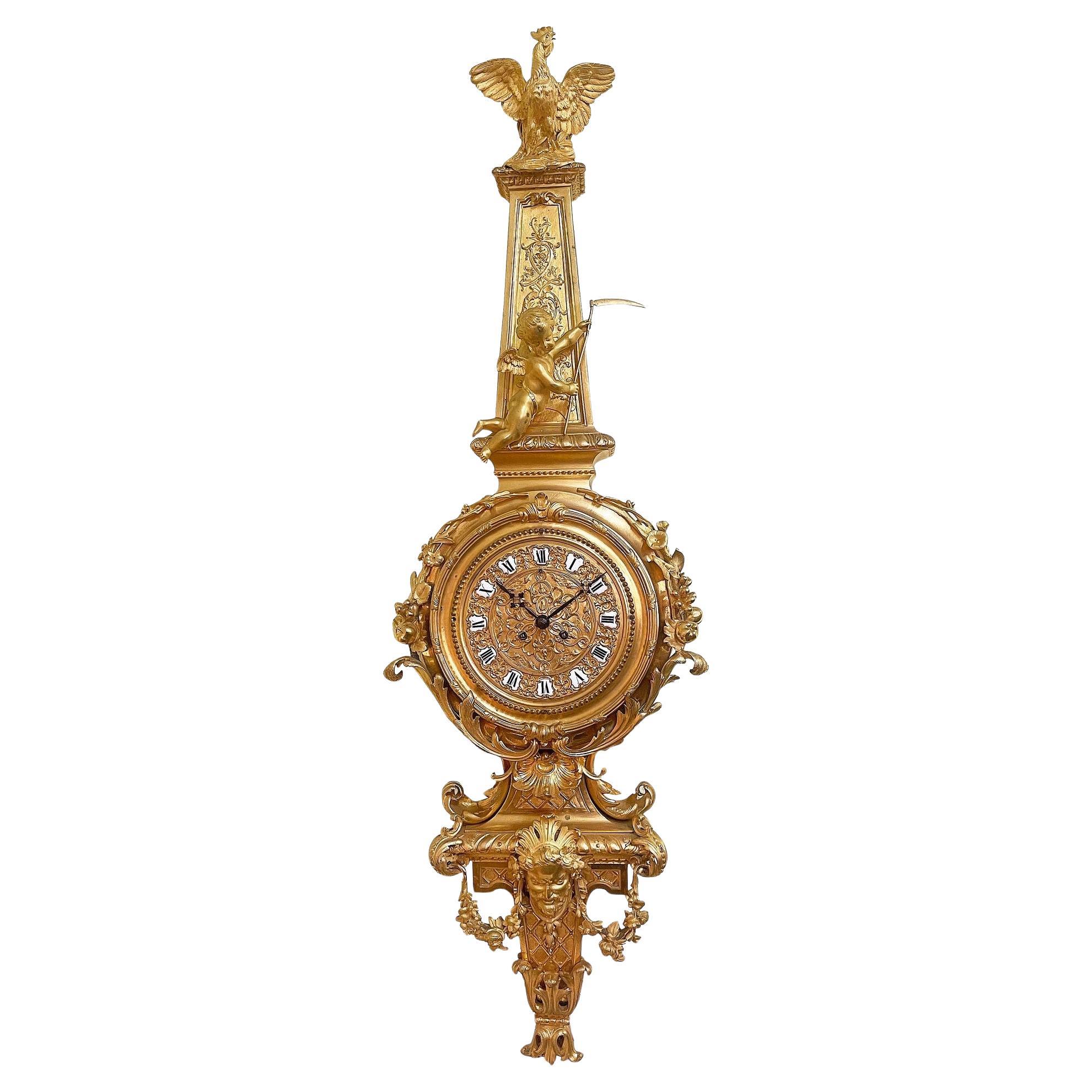 Horloge murale Cartel de style Louis XVI, 52" 1880