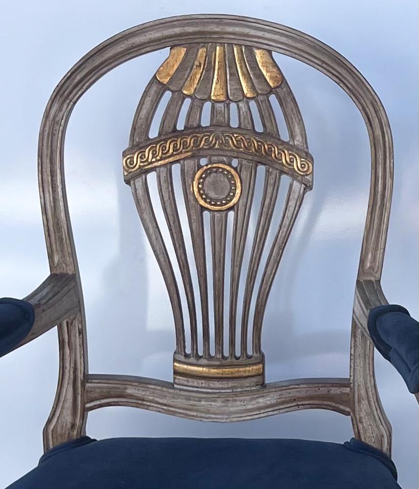 French Louis XVI Style Carved and Gilded Balloon Back Dining Chairs, Set of 6 For Sale 2