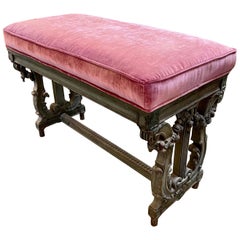 French Louis XVI Style Carved and Painted Bench