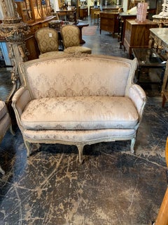 French Louis XVI Style Carved and Painted Settees