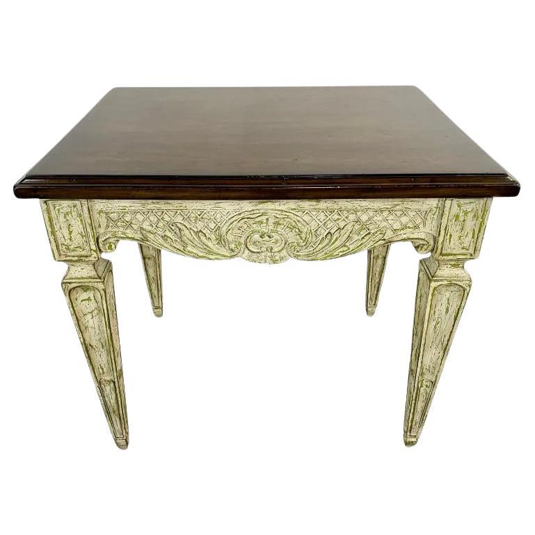 Französisch Louis XVI-Stil geschnitzt & Antiquities Finish grün Seite oder Ende Tabelle