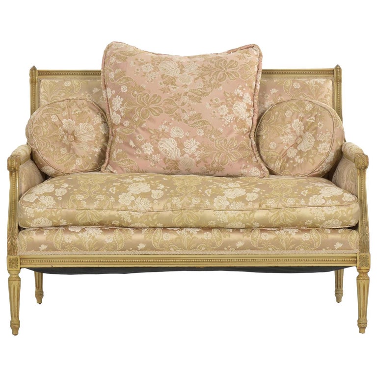French Louis Xvi Style Carved Beech White Painted Antique Sofa Settee Loveseat French Louis Xvi Style Carved Beech White Painted Antique Sofa Settee Loveseat