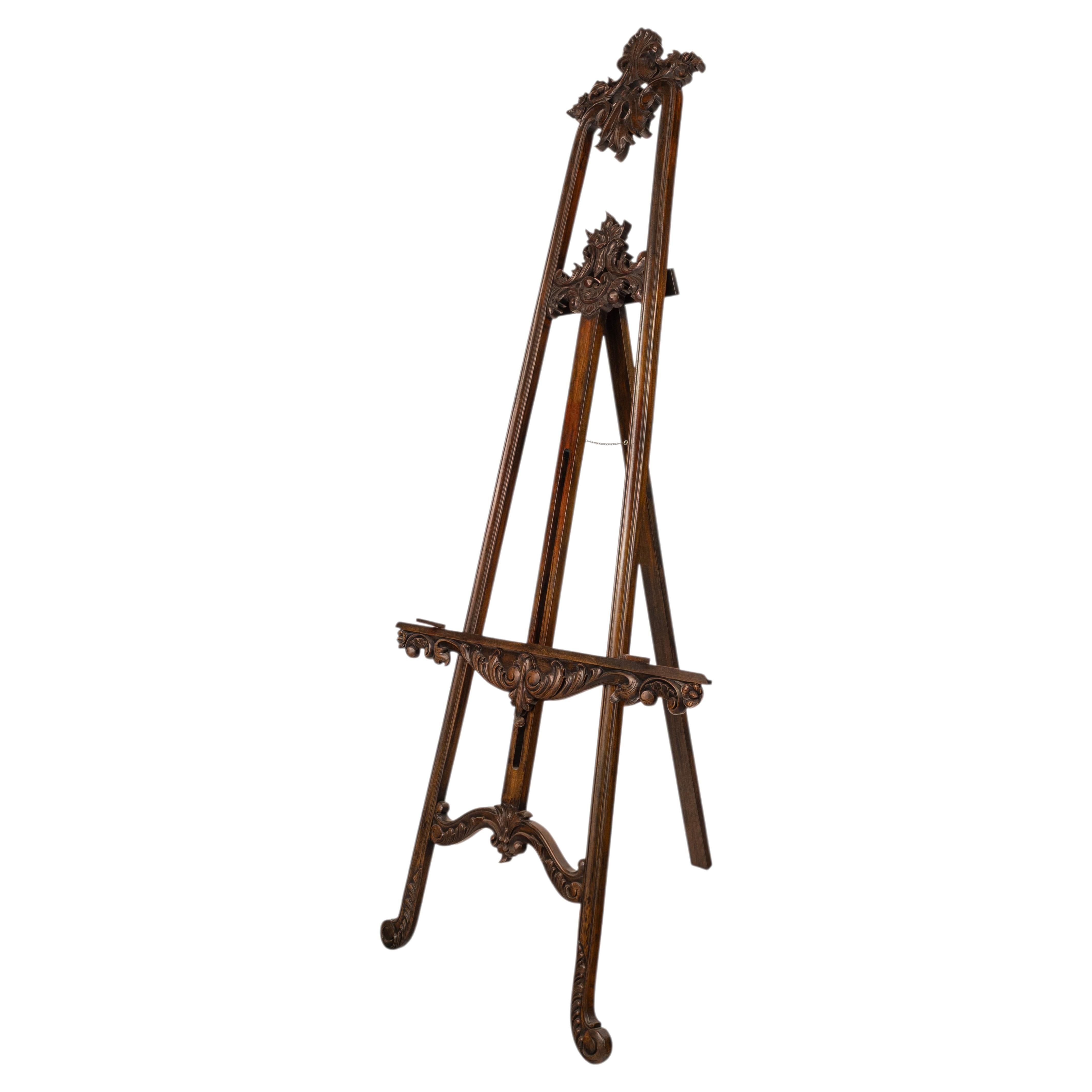Caballete de artista francés de madera de haya tallada estilo Luis XVI, hacia 1920
