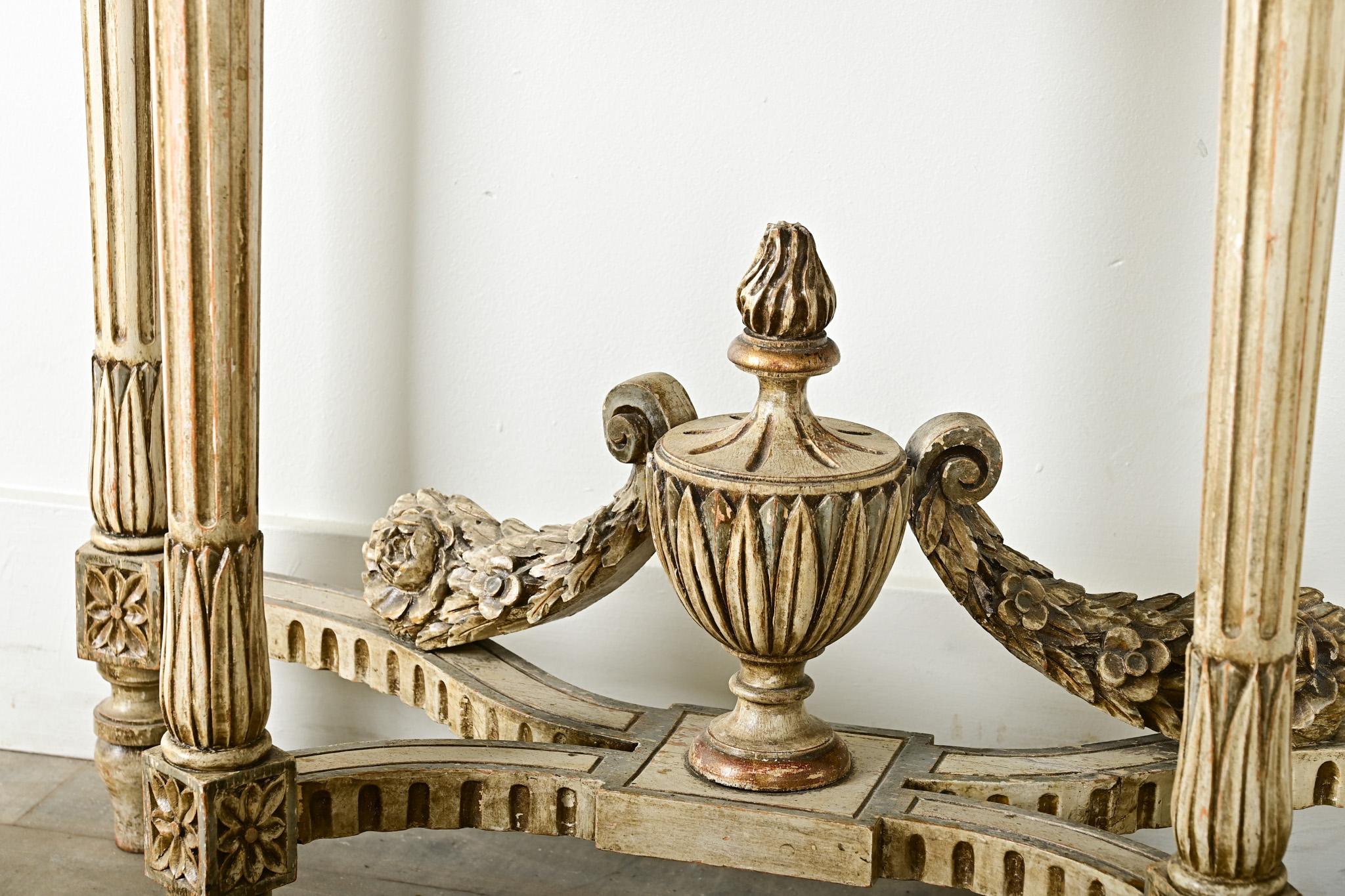 French Louis XVI Style Carved Demilune Console For Sale 4