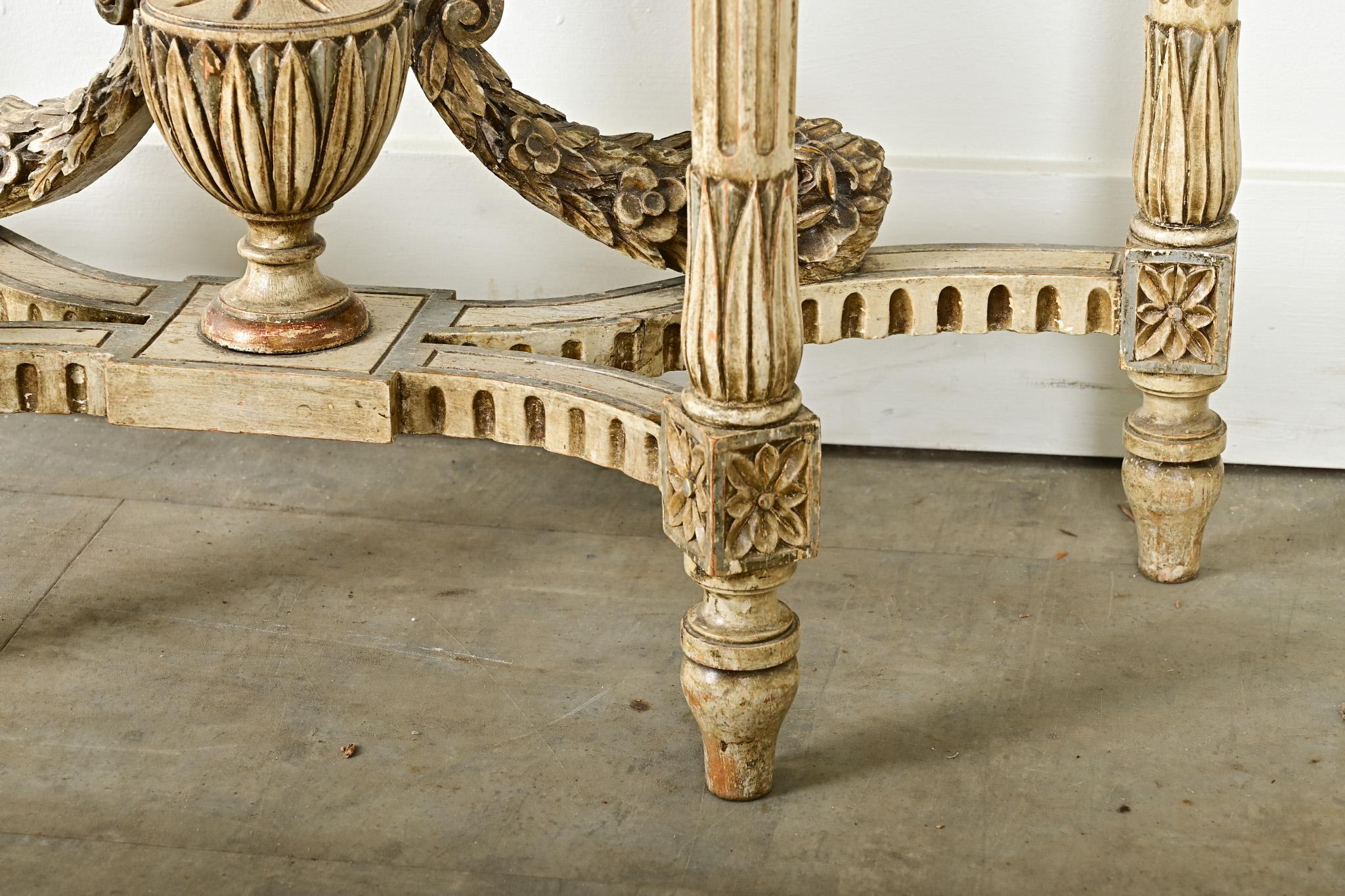 French Louis XVI Style Carved Demilune Console For Sale 5