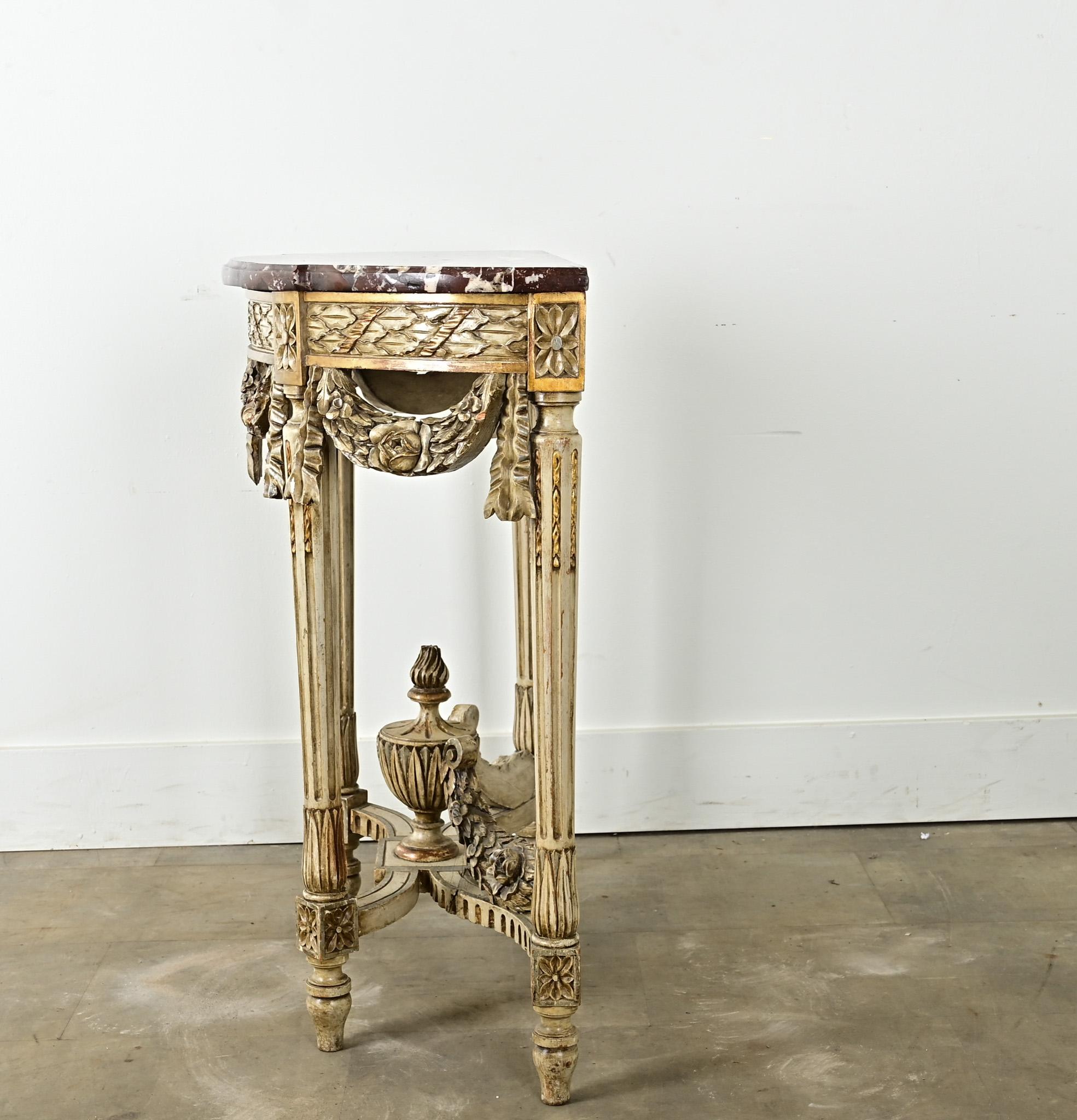 French Louis XVI Style Carved Demilune Console For Sale 9