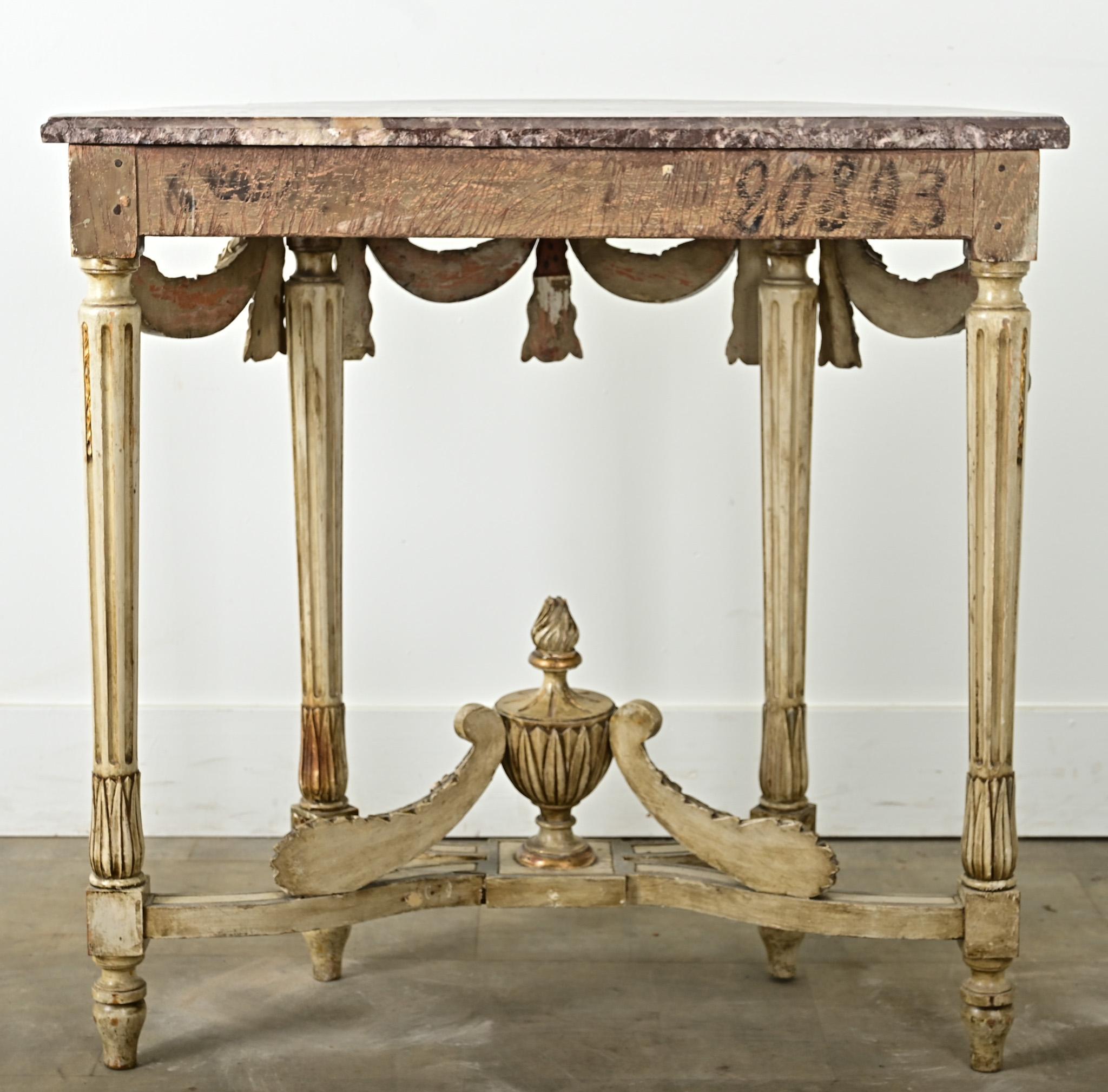 French Louis XVI Style Carved Demilune Console For Sale 12