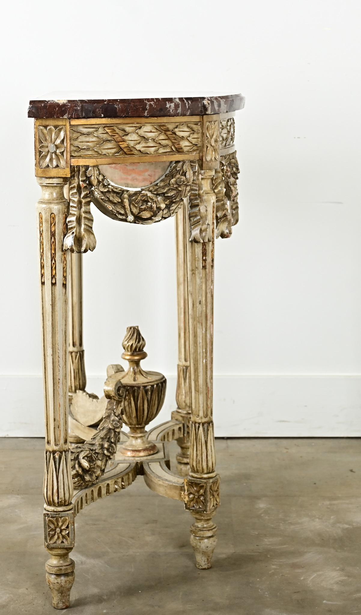 French Louis XVI Style Carved Demilune Console For Sale 13