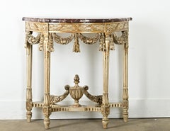 Console Demilune francese intagliata in stile Luigi XVI