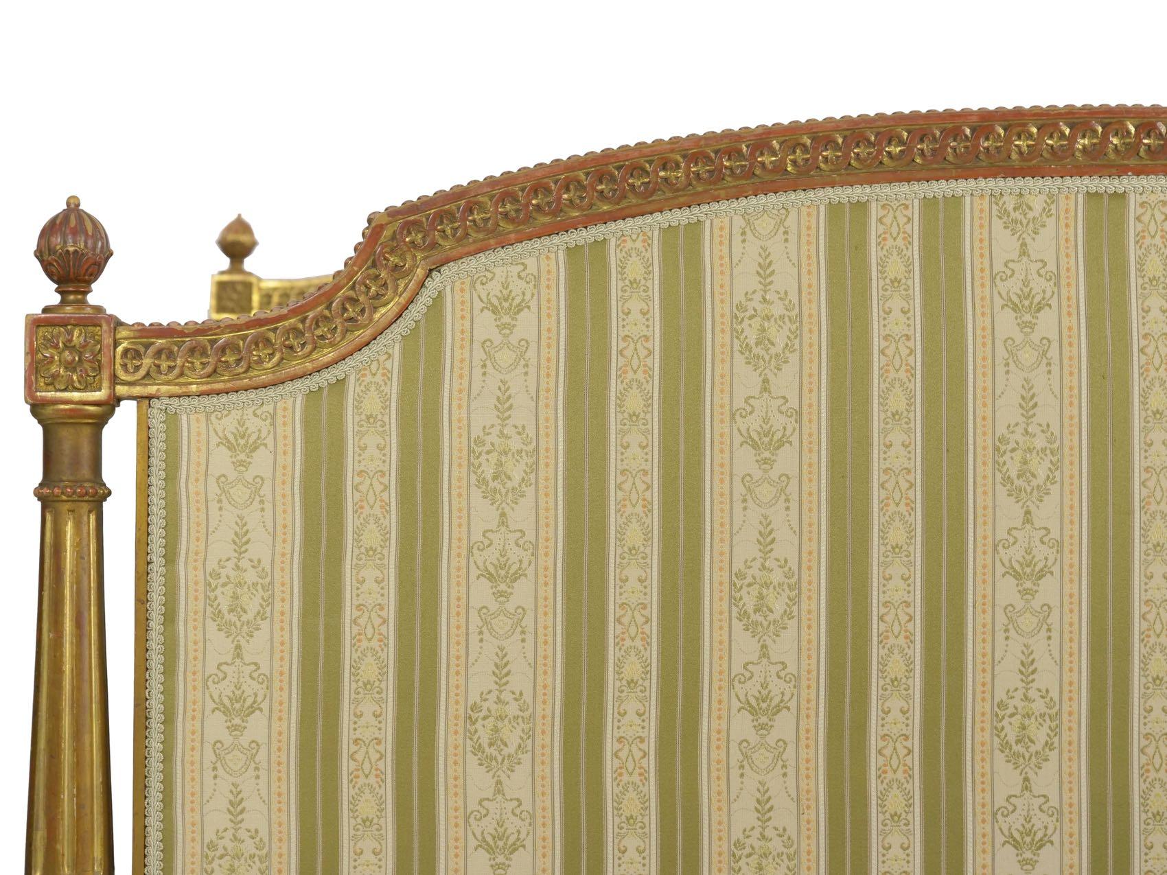 French Louis XVI Style Carved Giltwood Bed Frame with Rails, circa 1900 4