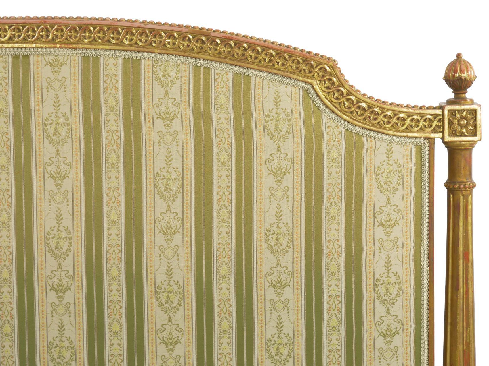 French Louis XVI Style Carved Giltwood Bed Frame with Rails, circa 1900 6