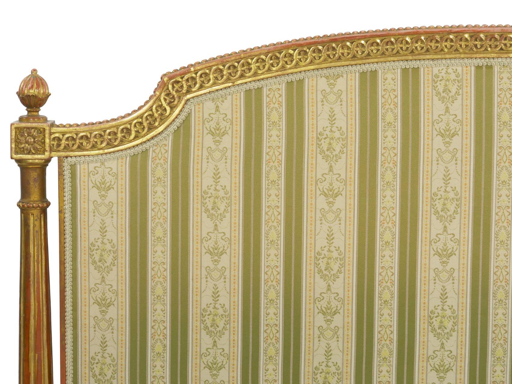 French Louis XVI Style Carved Giltwood Bed Frame with Rails, circa 1900 9