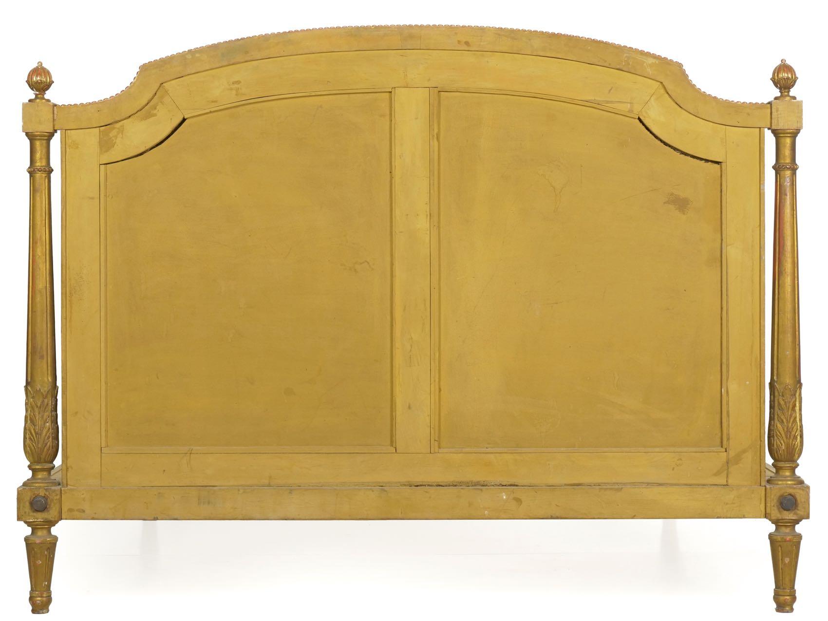 French Louis XVI Style Carved Giltwood Bed Frame with Rails, circa 1900 14