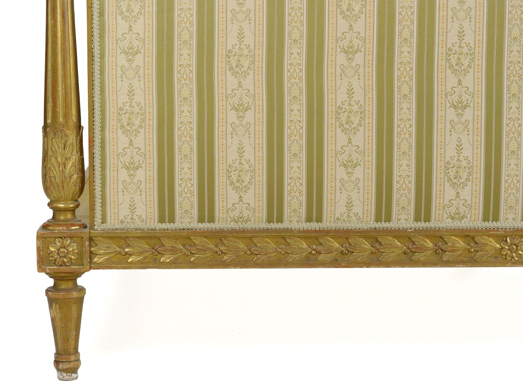 French Louis XVI Style Carved Giltwood Bed Frame with Rails, circa 1900 3
